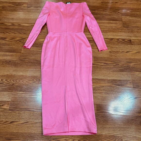 ALEX PERRY Peyton Pink bodycon off-the-shoulder satin-crepe midi dress 10 - Picture 14 of 16